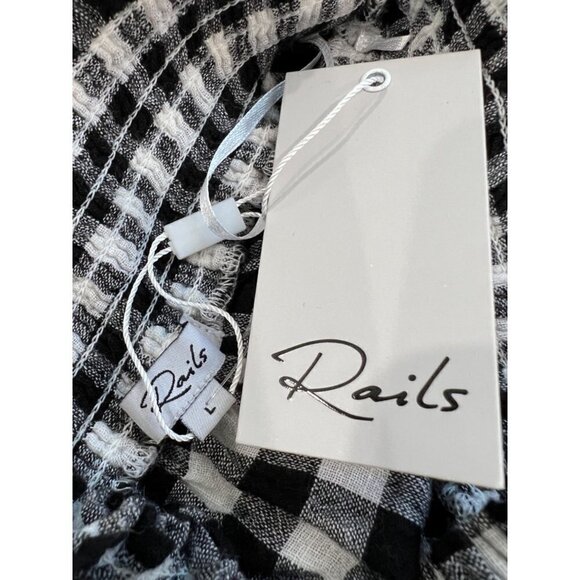 NWT Rails Size L Isabelle Off The Shoulder Top Black Gingham MSRP $138 - Picture 12 of 12